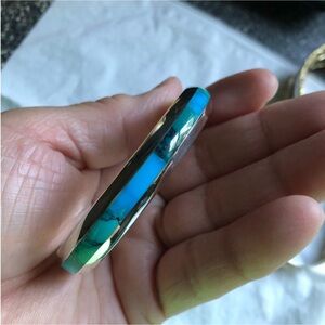 BOTIQUE SMALL STERLING CUFF BRACELET COLOR BLUE GREEN